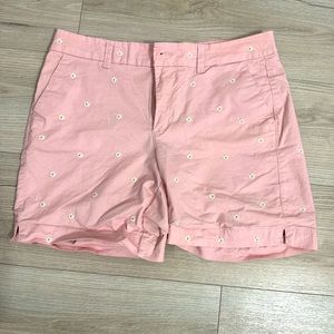 Old Navy Pink Embroidered Daisy Shorts 7” Inseam, Size 8